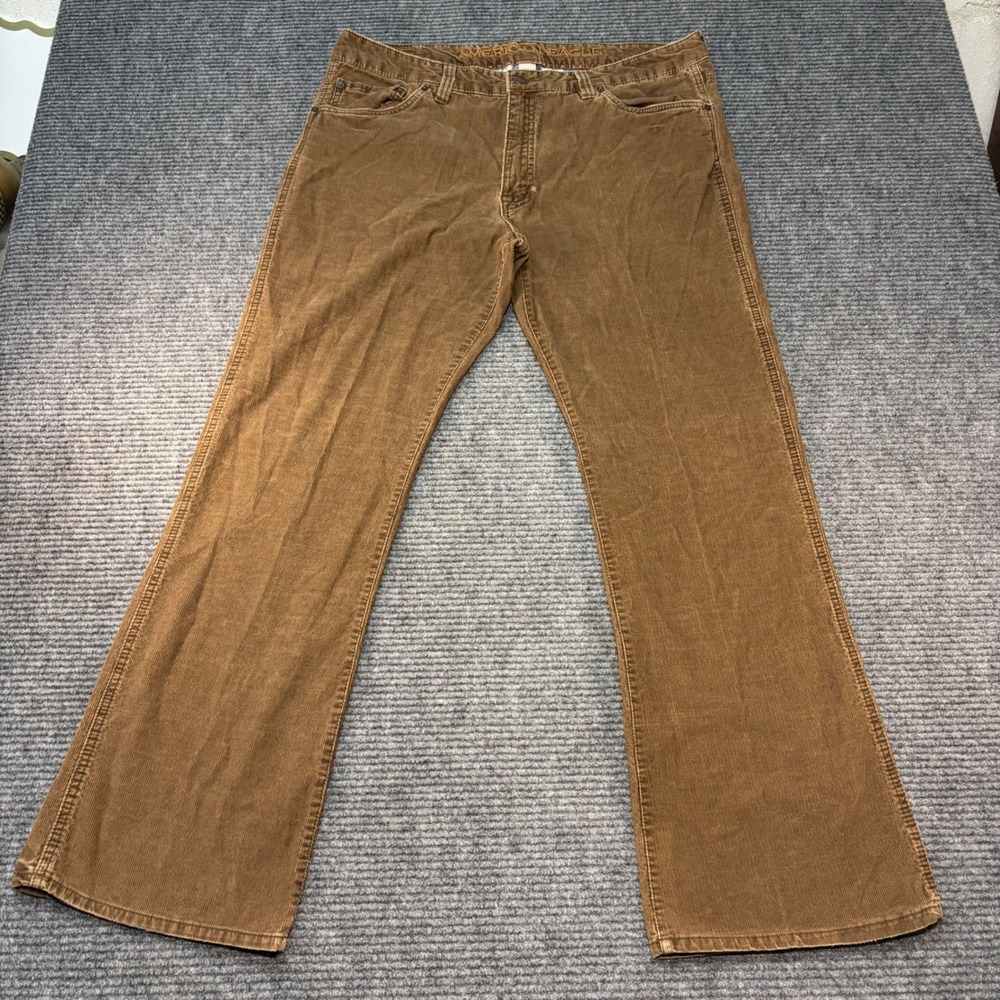 American Eagle Mens 38x32 Brown Corduroy Pants Straight Leg Cotton 5-Pocket 1977